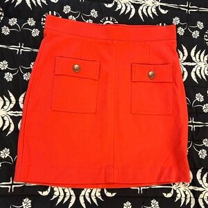 Three Dots Knit Skirt with Patch Pockets & Buttons